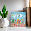 Summer Decor Hello Summer Decorations Flip Flop Wooden Sign Rustic Home Decor 5 x 5 Inches by CozyNest Decor