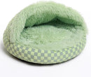 Cat Bed Hooded Plush Nest with Self-Warming Cozy Cave, Calming Anti-Anxiety Pet Bed for Indoor Cats & Small Dogs, Removable Washable Cover & Waterproof Bottom - Green by CozyNest Decor