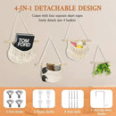 4 Tier Hanging Fruit Basket for Kitchen, Beige Boho Cotton Rope Crocheted Fruit Holder for Bathroom Bedroom, Detachable Wall Hanging Basket Shelves Over Door Organizer for Fruits Veggie Plant Decor by CozyNest Decor