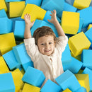 Foam Pit Cubes, 24 PCS 5 Inches Gymnastics Foam Blocks Trampoline Blocks, Multi-Sport Protective Padding for Freerunning, Trampoline, Parkour, Skate Parks & BMX - Blue & Yellow by TinyTreasures Baby Boutique