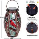Solar Lanterns Outdoor Hanging Light - Cardinal Solar Powered LED Glass Lights Decorative Waterproof Tabletop Lamp with Hollowed-Out Design for Yard Table Patio Garden Pathway Holiday by GreenHaven Gardens