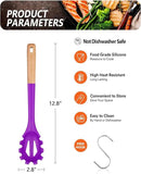 Silicone Pasta Fork, Kitchen Heat Resistant Noodle Spoon Server, BPA Free Spaghetti Strainer,12.8 inch (BERRY) by CozyNest Decor