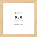 upsimples 8x8 Picture Frames, Natural Solid Wooden Picture Frames, Display 4x4 with Mat or 8 x 8 Without Mat, Wall or Tabletop, 1 Pack, Natural by CozyNest Decor