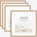 16x16 Picture Frame Set of 4 Natural Solid Oak Photo Frames with 12x12 Removable Mat Wall Hanging Large Handcrafted Frame with HD Plexiglass Wall and Tabletop Display Large Poster Frame by CozyNest Decor