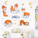 Yovkky Sweet Dream Sleeping Fox Wall Decals Stickers, Cloud Moon Stars Neutral Toddler Baby Nursery Decor, Cute Home Decorations Kids Bedroom Playroom Art by TinyTreasures Baby Boutique