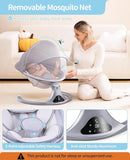 LAREX Baby Swing to Toddler Electric Infant Swing Portable for Newborn Boy Girl, 5 Sway Speeds with Remote Control, 12 Preset Melodies and Bluetooth, 0-6 Months Max 20 Lbs (2024 Model-Sliver) by TinyTreasures Baby Boutique