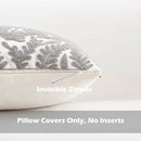 HWY 50 Grey Gray Decorative Throw Pillow Covers 18x18 Inch (1 Piece), Embroidered Cotton Farmhouse Cushion Cover Pillow Case for Sofa Couch Living Room Bed Bedroon, Floral Branches by CozyNest Decor