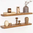 Rustic 30" Floating Shelves, Real Elm Wood Floating Shelf for Wall, Heavy-Duty Wall Shelves for Books, Wooden Floating Shelves with Invisible Bracket for Bathroom, Kitchen, Natural Color, Set of 2 by CozyNest Decor
