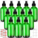 Norme 12 Pcs 8 oz Glass Spray Bottles with Funnels and Labels Refillable Cosmetic Empty Spray Bottles with Sprayer Containers for Essential Oil Cleaning Solutions (Green,Stylish) by GreenHaven Gardens