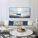 amatop Large Framed Wall Art Bedroom Living Room Decor Blue Boat Moonlight Coastal Seascape Picture Landscape Decorative Canvas Print Tranquil Night Ocean Lake Scene Artwork Nautical Wall Decor 48x24 by CozyNest Decor