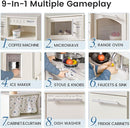 Tiny Land Play Kitchen for Kids, Upgraded Wooden Kitchen Toy with Complete Play Areas, Pretend Cooking Set with Sink, Stove, Microwave, Toy Coffee Station & Storage for Kids Ages 3+ by TinyTreasures Baby Boutique