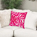 Alysheer Farmhouse Floral Leaves Embroidered Decorative Throw Pillow Cover 18x18 inches, Boho Tufted Flowers Embroidery Pattern Chic Cotton Cushion Case for Couch Bed Sofa Living Room(Bright Hot Pink) by CozyNest Decor