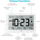 Wall Clock Atomic with Indoor Outdoor Temperature Battery Powered, Easy Reading with 10.5 Inch Large LCD Display, 330FT Range Table Wall Clock with DST, 12/24 Hour for Living Room Kitchen (White) by CozyNest Decor