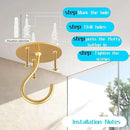 Ceiling Hooks for Hanging Plants- Metal Heavy Duty Wall Mounted Hangers for Hanging Bird Feeders, Planters, Wind Chimes, Include Professional Drywall Anchors (5 Pack) (Bright Gold) by GreenHaven Gardens