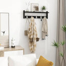 Homode Coat Rack Wall Mount with Shelf, 24" Long Entryway Shelf with Hooks Underneath, Wooden Coat Hanger for Hanging Hats, Bathroom Towels, Clothes, Black by CozyNest Decor
