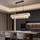 Crystal Chandeliers for Dining Room Light Fixtures Over Table，18-Lights Black Modern Rectangle Chandeliers for Kitchen Island Bar L46 Inch by CozyNest Decor