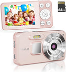 4K Digital Camera for Teens, FHD 64MP Digital Camera for Kids with 64GB SD Card, 18X Digital Zoom Cameras for Photography, Point and Shoot Video Camera for Kids, Pink by TinyTreasures Baby Boutique
