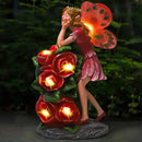Solar Garden Outdoor Statues Cute Flower Fairy with 7 LED Solar Figurine for Lawn,Patio, Balcony, Yard Unique Housewarming Gift, for Woman, Mom, Grandma by CozyNest Decor