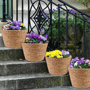 4 Pcs Large Premium Seagrass Planter Basket with Plastic Lining Natural Stylish Planter Baskets Indoor Outdoor Plants Woven Wicker Baskets for Plants Flower Pots Cover and Room Decor(10.2x7.5x7.5") by CozyNest Decor