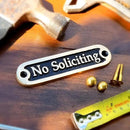 No Soliciting Brass Door Sign. Traditional Style Home Décor Wall Plaque Handmade By The Metal Foundry UK. by CozyNest Decor
