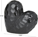 Deco 79 Porcelain Ceramic Heart Decorative Sculpture Dimensional Angled Origami Inspired Home Decor Statue, Accent Figurine 8" x 3" x 8", Black by CozyNest Decor