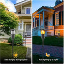 Solar Torch Light with Flickering Flame, 4 Pack Waterproof Bamboo Torches Hand-Woven Rattan Solar Tiki Torches for Outside Patio Yard Garden Lawn (Black-4 Pack) by GreenHaven Gardens
