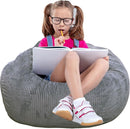 Classic Bean Bag Chair, with Faux Rabbit Fur Cover for Teens and Kids, Memory Foam Bean Bag Chairs, Ultra Soft Faux Fur Fabric, 2.5 feet Round Fluffy Bean Bag Sofa by TinyTreasures Baby Boutique