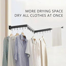Clothes Drying Rack Wall Mounted, Laundry Drying Rack Collapsible, Space Saving Wall Drying Rack Clothing Foldable, Tri-Fold Retractable Rack Outdoor Indoor with 18 Hooks(Black，Loop-Shape Hooks) by CozyNest Decor