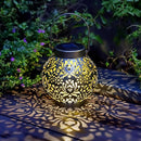 Set of 2 Outdoor Solar Hanging Lantern Lights Metal LED Decorative Lamp for Garden Patio Courtyard Lawn and Table with Hollowed-Out Design (Antique Bronze) by GreenHaven Gardens