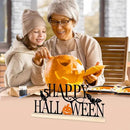 COCHIE Metal Happy Halloween Sign, Black Halloween Decorations for Home, Office, Shelf, Mantel, Indoor, Jack-o-lantern Decoration, Spooky Cat Bat Decor (Halloween) by CozyNest Decor