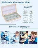 160-Pcs Microscope Slides with Specimens,Pre-Made Glass Slides with Specimens,Educational Microscope Slides and Covers for Young Scientists,Perfect for Biology Class and Experiments by TinyTreasures Baby Boutique