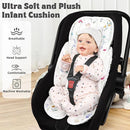 Pea Pod Infant Car Seat Pad 2-in-1 Baby Car Seat Head & Body Support for Newborn Girl Reversible 3 Layer Warm Preemie Carseat Stroller Cushion Headrest with Soft Minky Dot Fabric, Wildflower by TinyTreasures Baby Boutique