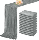 12 Pack Gray 10FT Cheesecloth Table Runner Rustic Gauze Fabric Cheese Cloth Table Runner for Wedding Bridal Baby Shower Table Decor 20 x 120 Inch Long Boho Sheer Birthday Party Table Decorations by CozyNest Decor