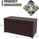 JUMMICO 120 Gallon Resin Deck Box, Large Outdoor Storage Box Waterproof & Lockable for Garden, Patio, Pools (Deep Brown) by CozyNest Decor
