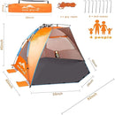 Oileus X-Large 4 Person Beach Tent Sun Shelter - Portable Sun Shade Instant Tent for Beach with Carrying Bag, Stakes, 6 Sand Pockets, Anti UV for Fishing Hiking Camping, Waterproof Windproof, Orange by TinyTreasures Baby Boutique