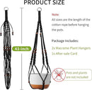 43 Inch Macrame Plant Hanger - Fits 6-15 Inch Pots, Extra Long Hanging Planter Holder for Indoor Outdoor, with Red Wood Beads, Boho Home Decor, 2 Pack, Black (POTS NOT Included) by GreenHaven Gardens