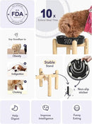 Ceramic Slow Feeder Dog Bowls Elevated, 3 Cups Raised Dog Bowl with Wooden Stand for Medium Large Breed to Slow Down Eating, Puzzle Food Bowl,Black by CozyNest Decor
