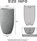Kante 24 Inch Tall Round Concrete Planter, Large Indoor Outdoor Plant Pots with Drainage Hole and Rubber Plug, Modern Decorative Garden Pots for Home Patio Porch, Textured Natural Concrete by GreenHaven Gardens