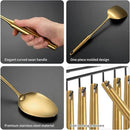 304 Stainless Steel Cooking Utensil,Kitchen Kitchen Utensil with Spatula, Solid Spoon, Ladle, Skimmer, Spaghetti Spoon, 6 Piece Set, Dishwasher Safe(Gold) by CozyNest Decor