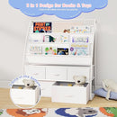 NACHES 3-Tier Kids Bookshelf with 5 Fabric Drawers, Metal Toy Storage Organizer for Kids Room, Living Room & Study Room, White (White) by TinyTreasures Baby Boutique
