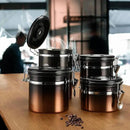 malmo Coffee Canister, Airtight Coffee Container with Date Tracker Lid, Stainless Steel Canister for Kitchen Food Storage (Black-Copper, 16oz) by CozyNest Decor