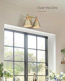 FEMILA Bathroom Light Fixtures, 2-Light Bathroom Vanity Lights Over Mirror, Antique Brass Wall Sconces, Hammered Metal Shade, 4FG59B-2W BG