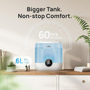 Dreo Smart Humidifiers for Bedroom, 6L Top Fill Supersized Cool Mist Humidifier for Large Room, 60 Hour Runtime, Quiet Ultrasonic Humidifiers for Plants, Baby, Indoor, Home, Night Light, Blue by TinyTreasures Baby Boutique