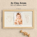 Baby Hand and Footprint Kit - Clay Handprint Keepsake Frame, Newborn Nursery Picture Frame, Personalized New Mom Gifts for Baby Shower & Registry (Ash Wood) by TinyTreasures Baby Boutique
