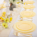 FLOWERCAT 60PCS Yellow Plates - Heavy Duty Yellow Plastic Plates Disposable 10.25inch & 7.5inch for Easter Party/Wedding/Spring - Serve for 30 guests by CozyNest Decor