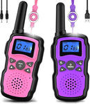 Wishouse Walkie Talkies for Kids Rechargeable with USB Charger 6000mAh Battery,Outdoor Camping Games with Flashlight Lanyard,Toys for Girls,Halloween Xmas Birthday Gift for Children 2 Pack Pink Purple by TinyTreasures Baby Boutique