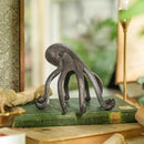 Sungmor Cast Iron Octopus Statue, Decorative Bookend, Cute Sculpture on Bookshelf or Desk, Creative Cell Phone Holder, Octopus Stand for Tablet, Black Brown by CozyNest Decor