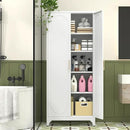 Metal Storage Cabinet with Doors and Shelves, 75 Inch Tall Kitchen Pantry Cabinet, Pantry Cabinets for Kitchen Storage, Freestanding Cupboard for Living, Dining Room, White, Assembly Required by CozyNest Decor