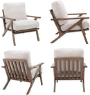 HNY Mid Century Modern Accent Chairs Set of 2, Farmhouse Linen Upholstered Armchair for Living Room, Bedroom, 23'' Seat Wide Retro Leisure Reading Chair Slipper Chair with Wood Frame, White by CozyNest Decor