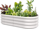 4x2x1ft Oval Galvanized Raised Garden Bed Outdoor 9-in-1 Large Metal Modular Planter Box Raised Beds for Gardening,Vegetables,Fruits,Flowers & Herbs (White) by GreenHaven Gardens